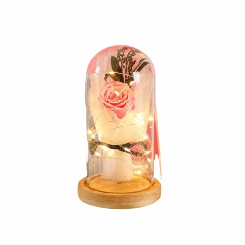 forever rose preserved in glass - pink