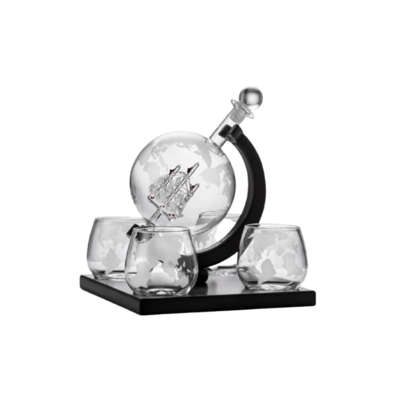 whiskey decanter globe gift set (2)